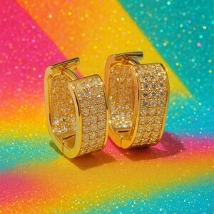 Gold and Crystal Geometric Formal Earrings